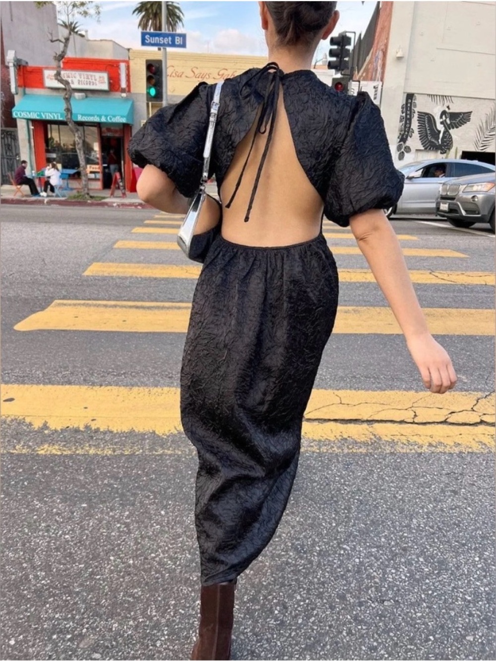 Lisa Says Gah Black Puff-Sleeve Maxi Dress - Picture 4 of 8